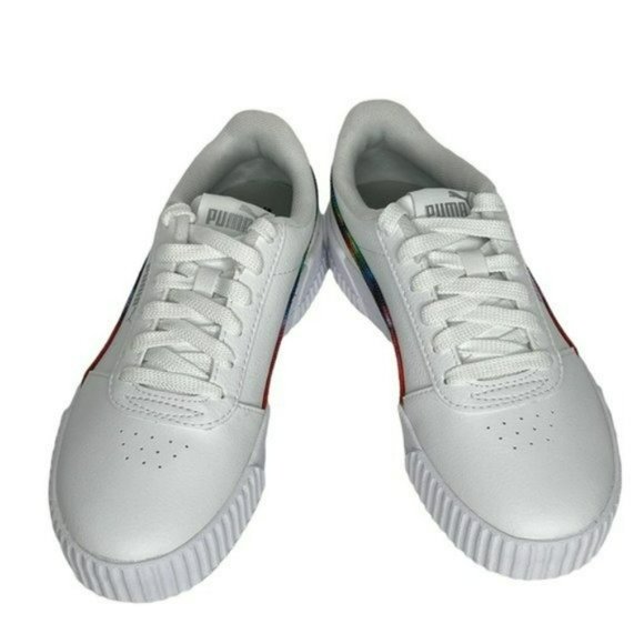 Puma White Carina Tie Dye Big Kids Soft Foam Athletic Shoes Junior Size 4C - Picture 8 of 14